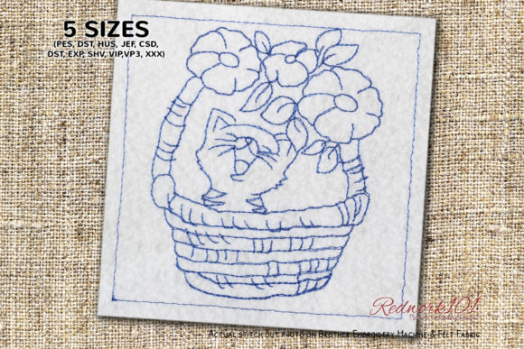 A Designer's Review: Cute Kitten in Basket Bluework