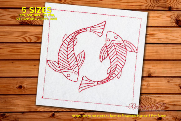 A Designer's Take on an Abstract Fish Embroidery Pattern