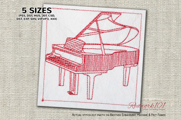 A Professional Review: Acoustic Grand Piano Embroidery Design