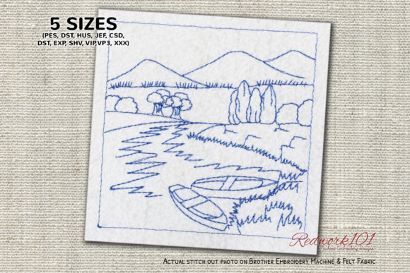 A Wooden Boat Embroidery Design for Crafters and Small Shops