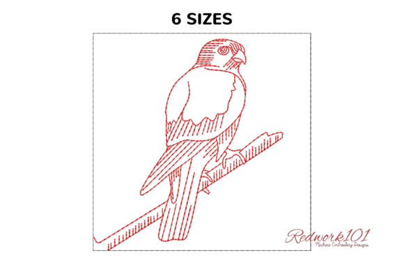 American Kestrel Redwork Embroidery Design Review