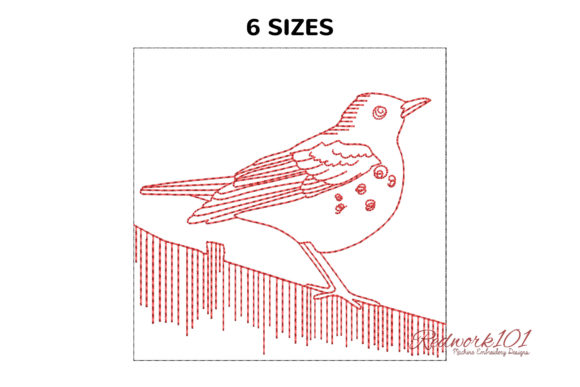 Bird Dusky Thrush: A Redwork Embroidery Gem