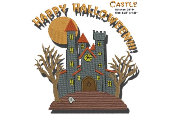 Halloween Castle: A Classic Embroidery Design for Seasonal Craft Fairs