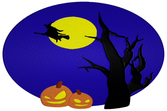 Halloween Witch Midnight Embroidery for Boutique Apparel