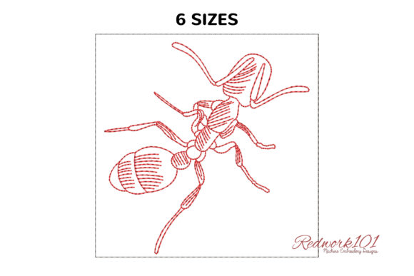 Pharaoh Ant Redwork Embroidery for Real Projects